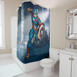Avengers Classics   Captain America Runs Forward Shower Curtain