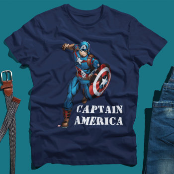 Avengers Classics | Captain America Runs Forward T-shirt by avengersclassics at Zazzle