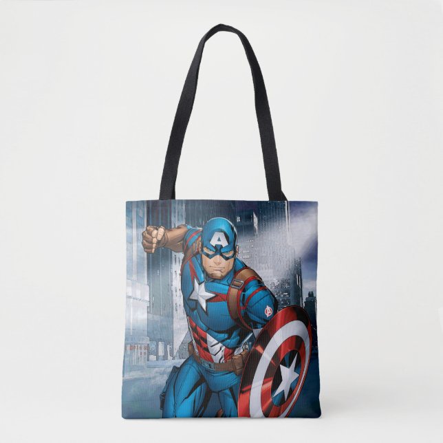 Avengers Classics | Captain America Runs Forward Tote Bag (Front)