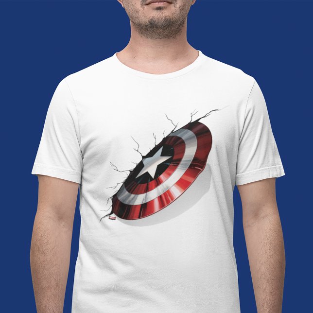 Avengers Classics | Captain America Shield Struck T-Shirt (Person wearing shirt)
