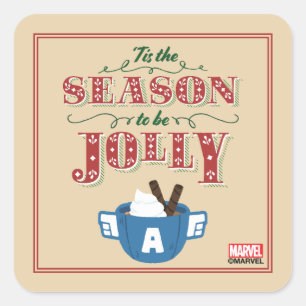 Avengers Classics  Captain America 'Tis The Season Square Sticker