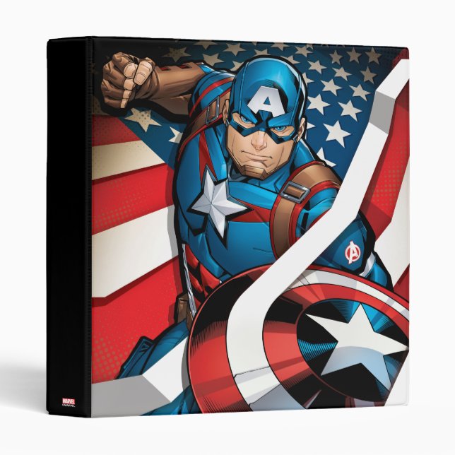 Avengers Classics | Captain America With Stripes 3 Ring Binder (Front/Spine)