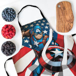 Avengers Classics | Captain America With Stripes Apron<br><div class="desc">Check out Captain America holding his shield ready,  white stripes of the American flag flowing around him.</div>