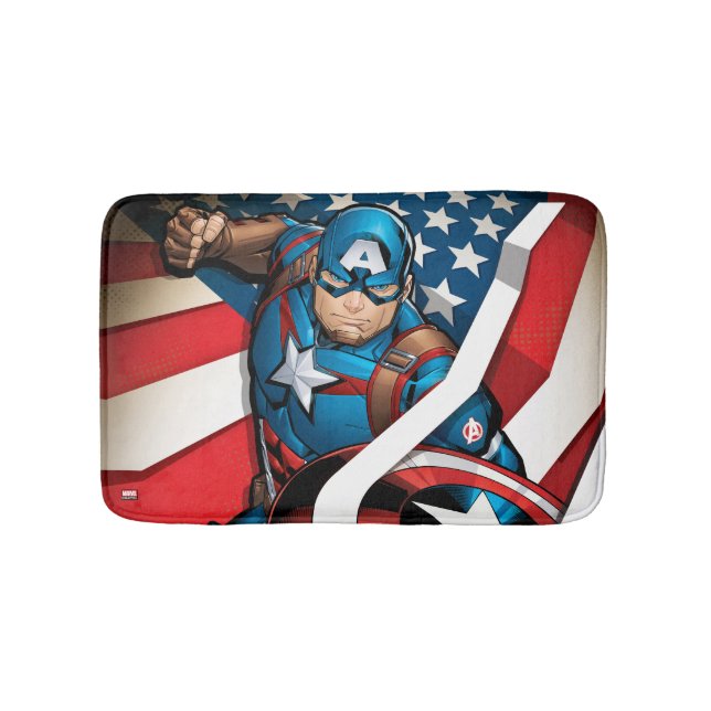 Avengers Classics | Captain America With Stripes Bath Mat (Front)