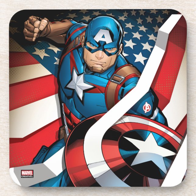 Avengers Classics | Captain America With Stripes Beverage Coaster (Front)