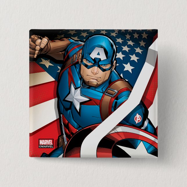 Avengers Classics | Captain America With Stripes Button (Front)