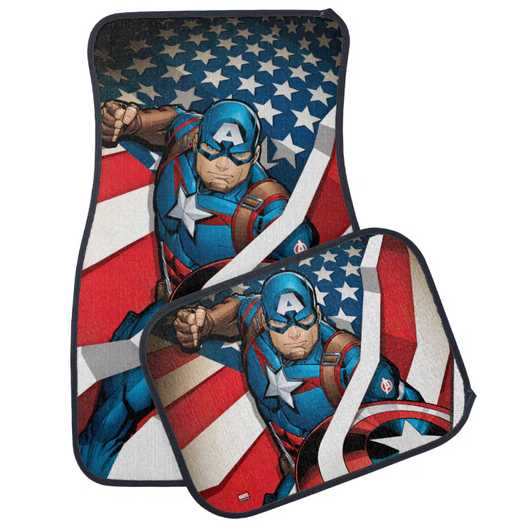 Avengers Classics | Captain America With Stripes Car Floor Mat | Zazzle