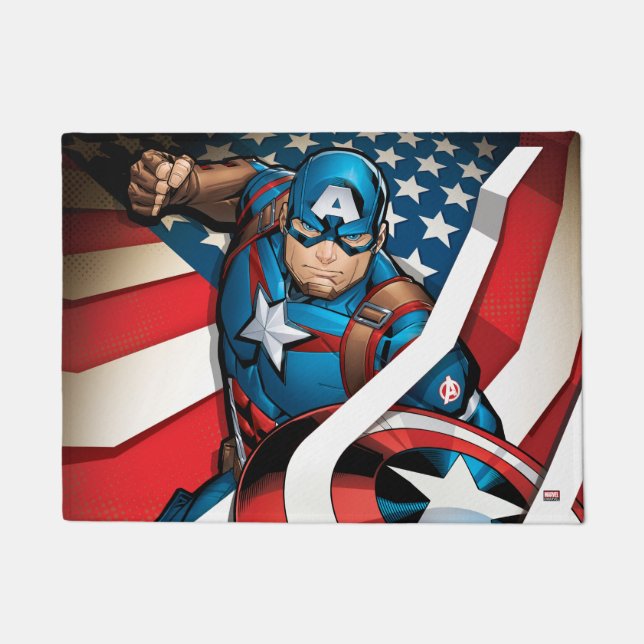 Avengers Classics | Captain America With Stripes Doormat (Front)