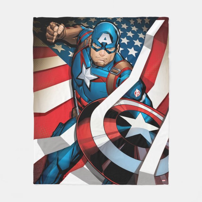 Avengers Classics | Captain America With Stripes Fleece Blanket (Front)