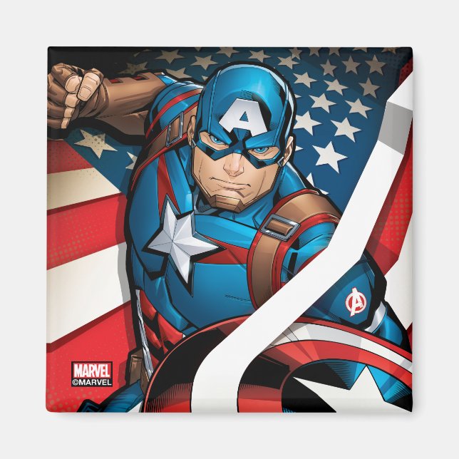 Avengers Classics | Captain America With Stripes Magnet (Front)