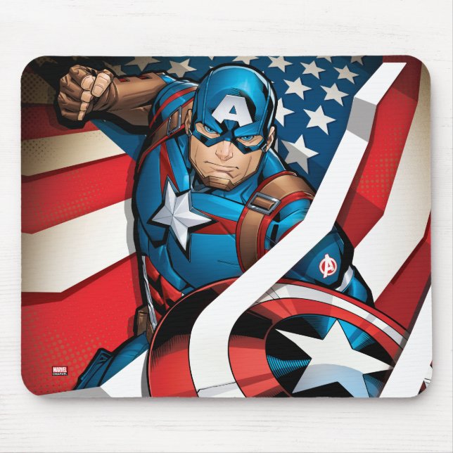 Avengers Classics | Captain America With Stripes Mouse Pad (Front)
