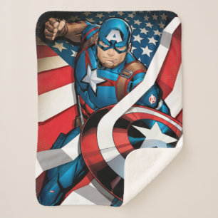 Avengers Classics   Captain America With Stripes Sherpa Blanket