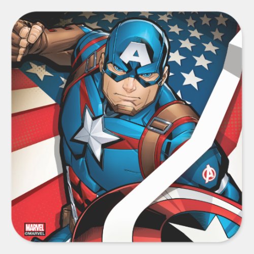 Avengers Classics  Captain America With Stripes Square Sticker