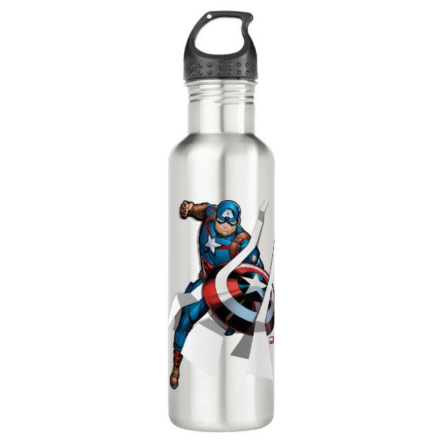 Avengers Classics | Captain America With Stripes Stainless Steel Water Bottle (Front)