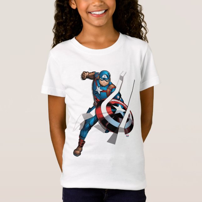 Avengers Classics | Captain America With Stripes T-Shirt (Front)