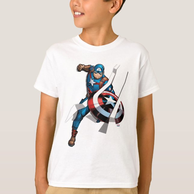 Avengers Classics | Captain America With Stripes T-Shirt (Front)