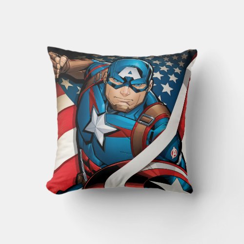 Avengers Classics  Captain America With Stripes Throw Pillow