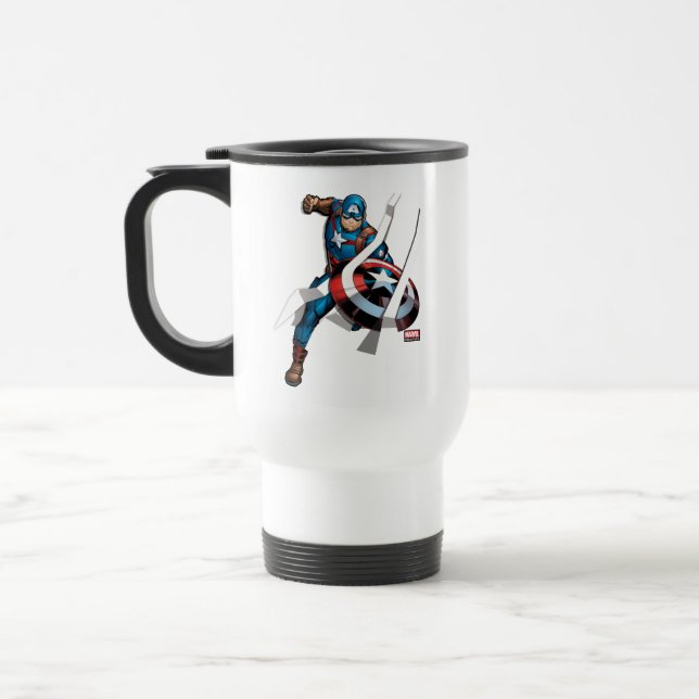 Avengers Classics | Captain America With Stripes Travel Mug (Left)