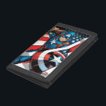Avengers Classics | Captain America With Stripes Trifold Wallet<br><div class="desc">Check out Captain America holding his shield ready,  white stripes of the American flag flowing around him.</div>