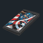 Avengers Classics | Captain America With Stripes Trifold Wallet<br><div class="desc">Check out Captain America holding his shield ready,  white stripes of the American flag flowing around him.</div>