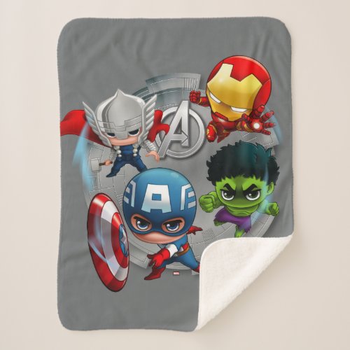 Avengers Classics  Chibi Avengers Assembled Sherpa Blanket