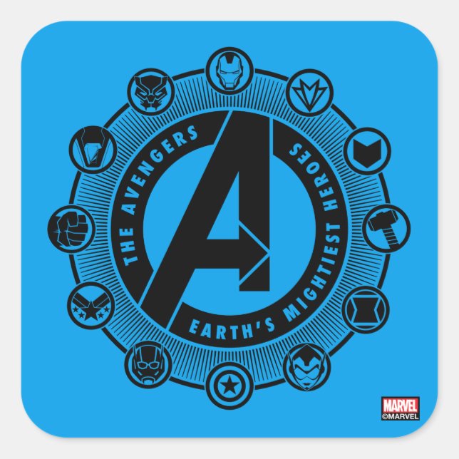 Avengers Classics | Earth's Mightiest Heroes Icons Square Sticker (Front)