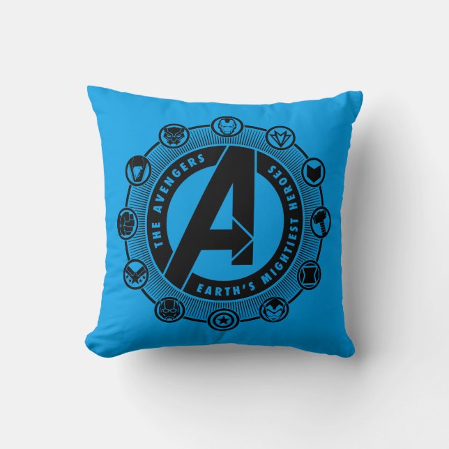 Avengers Classics | Earth's Mightiest Heroes Icons Throw Pillow (Front)