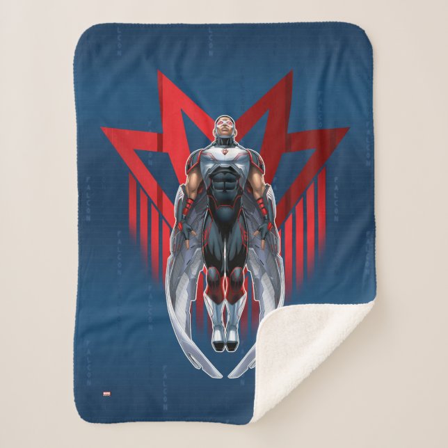 Avengers Classics | Falcon Icon Badge Sherpa Blanket (Front)