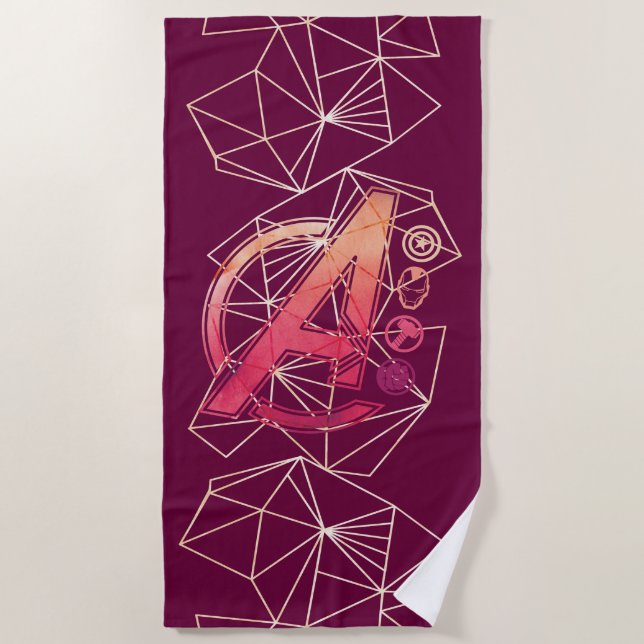 Avengers Classics | Geometric Avengers Icons Beach Towel (Front)