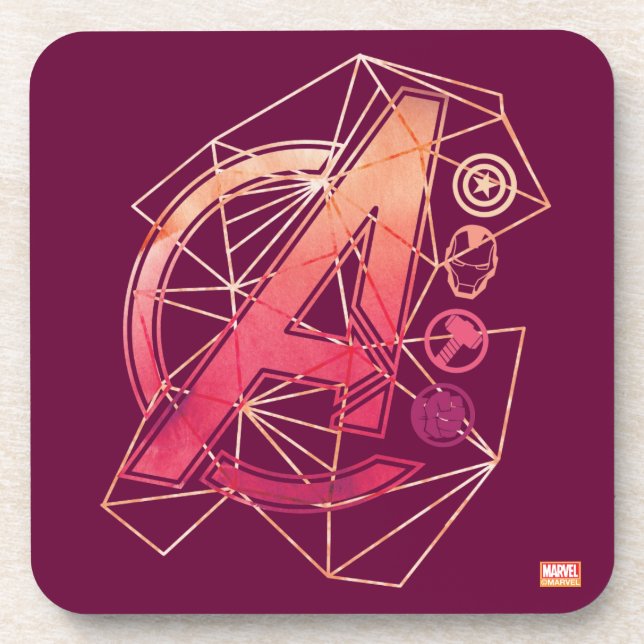 Avengers Classics | Geometric Avengers Icons Beverage Coaster (Front)