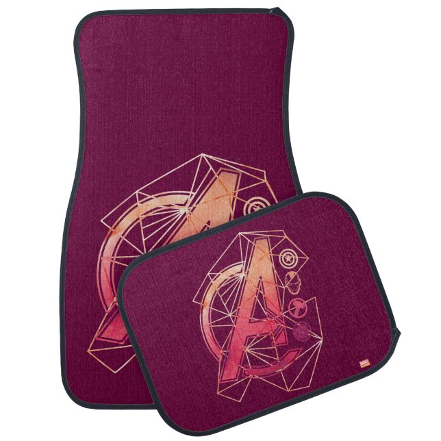 Avengers Classics | Geometric Avengers Icons Car Floor Mat (Set)