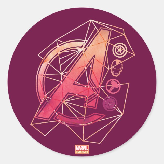 Avengers Classics | Geometric Avengers Icons Classic Round Sticker (Front)