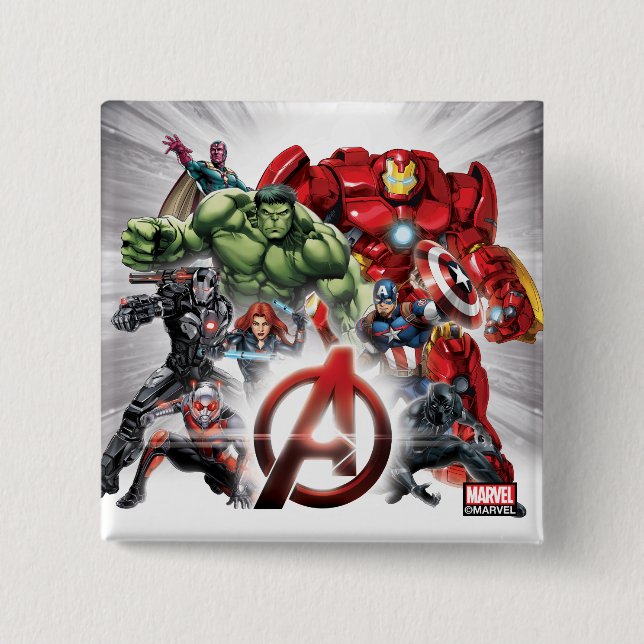 Avengers Classics | Glowing Logo Avengers Group Button (Front)