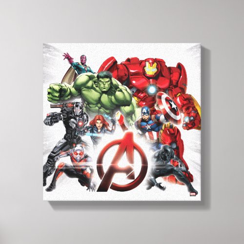 Avengers Classics  Glowing Logo Avengers Group Canvas Print