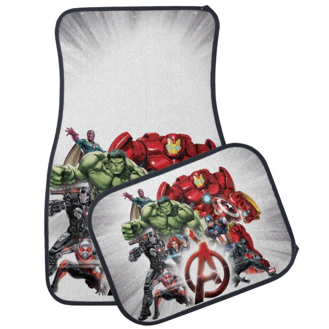 Avengers Classics | Glowing Logo Avengers Group Car Floor Mat (Set)