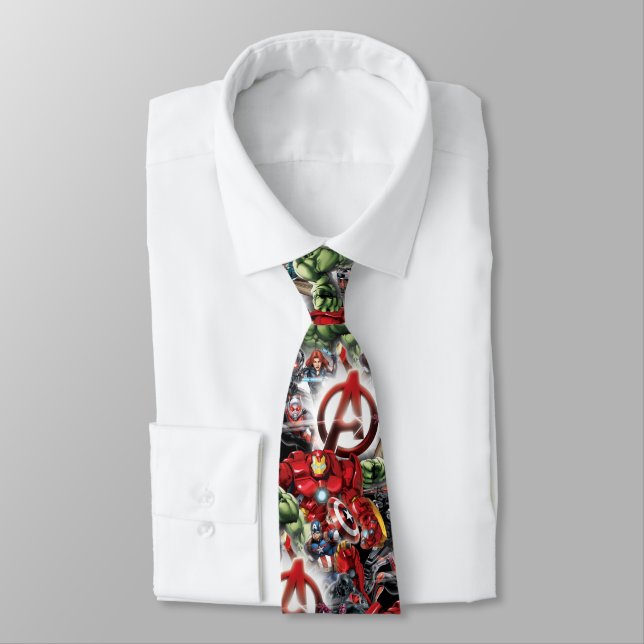Avengers Classics | Glowing Logo Avengers Group Neck Tie (Tied)