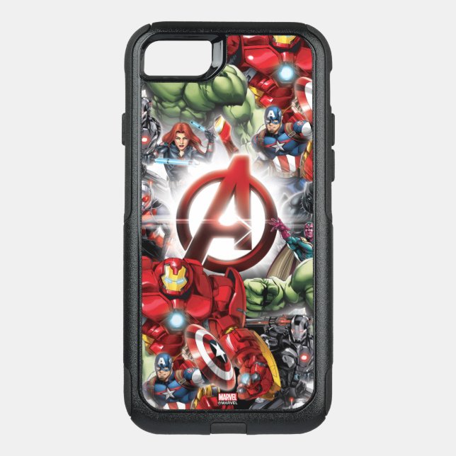 Avengers Classics | Glowing Logo Avengers Group Otterbox iPhone Case (Back)