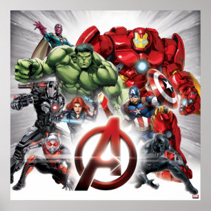 Avengers Classics Glowing Logo Avengers Group Poster