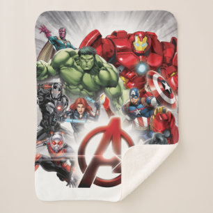 Avengers Classics   Glowing Logo Avengers Group Sherpa Blanket