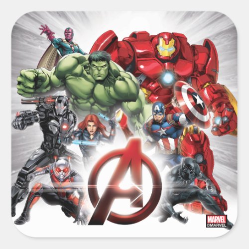Avengers Classics  Glowing Logo Avengers Group Square Sticker