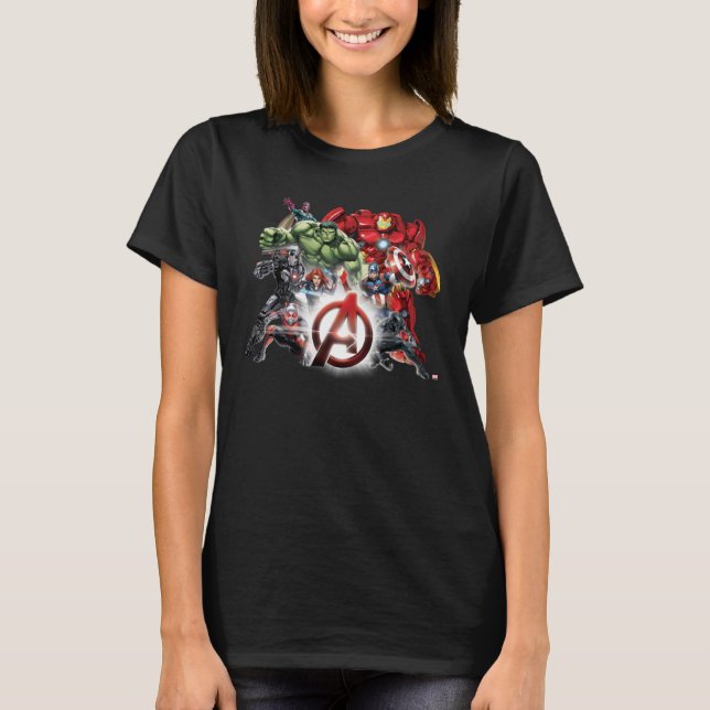 Avengers Classics | Glowing Logo Avengers Group T-Shirt (Front)