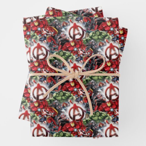 Avengers Classics  Glowing Logo Avengers Group Wrapping Paper Sheets