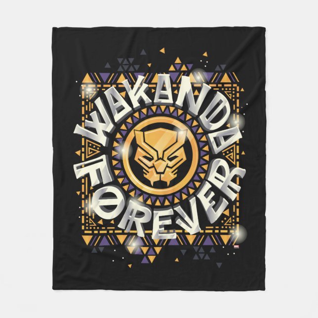 Avengers Classics | Golden Wakanda Forever Graphic Fleece Blanket (Front)