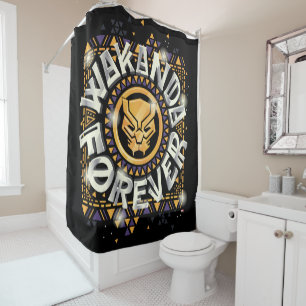 Avengers Classics   Golden Wakanda Forever Graphic Shower Curtain