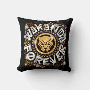 Avengers Classics   Golden Wakanda Forever Graphic Throw Pillow