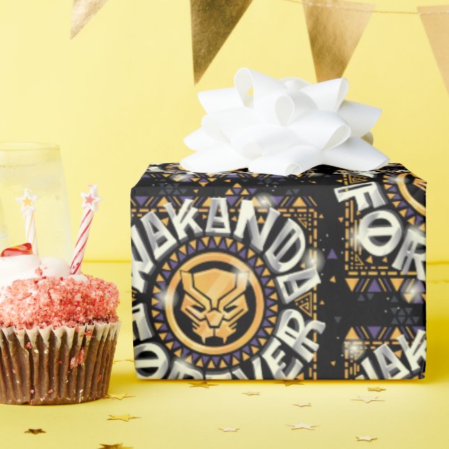 Avengers Classics | Golden Wakanda Forever Graphic Wrapping Paper (Birthday Party)
