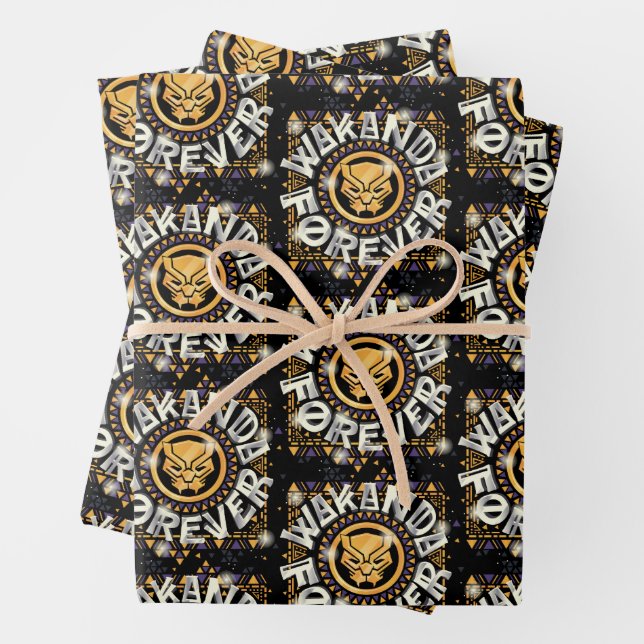 Avengers Classics | Golden Wakanda Forever Graphic Wrapping Paper Sheets (In situ)