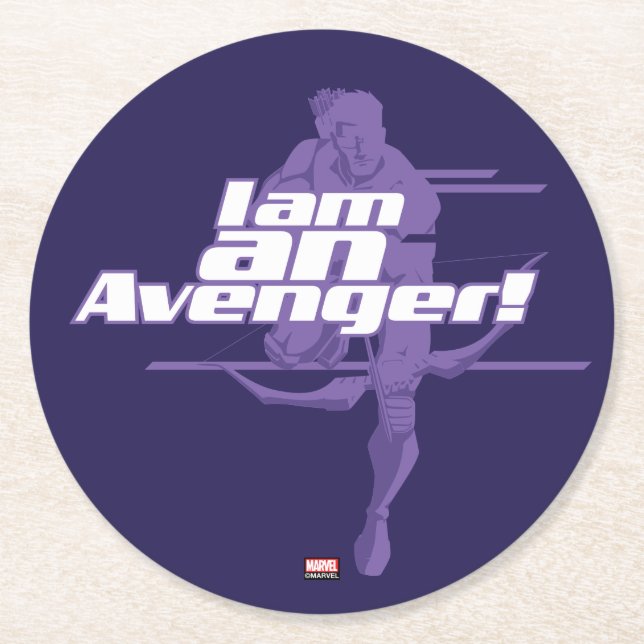 Avengers Classics | Hawkeye "I Am" Graphic Round Paper Coaster (Front)