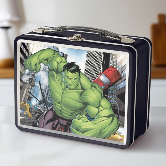 Avengers Classics | Hulk Charge Metal Lunch Box (Lunchbox on counter)