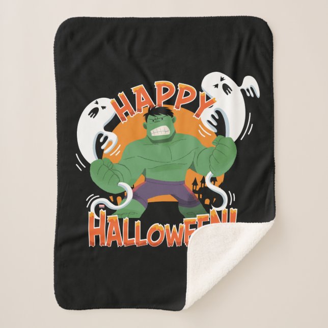 Avengers Classics | Hulk "Happy Halloween" Sherpa Blanket (Front)